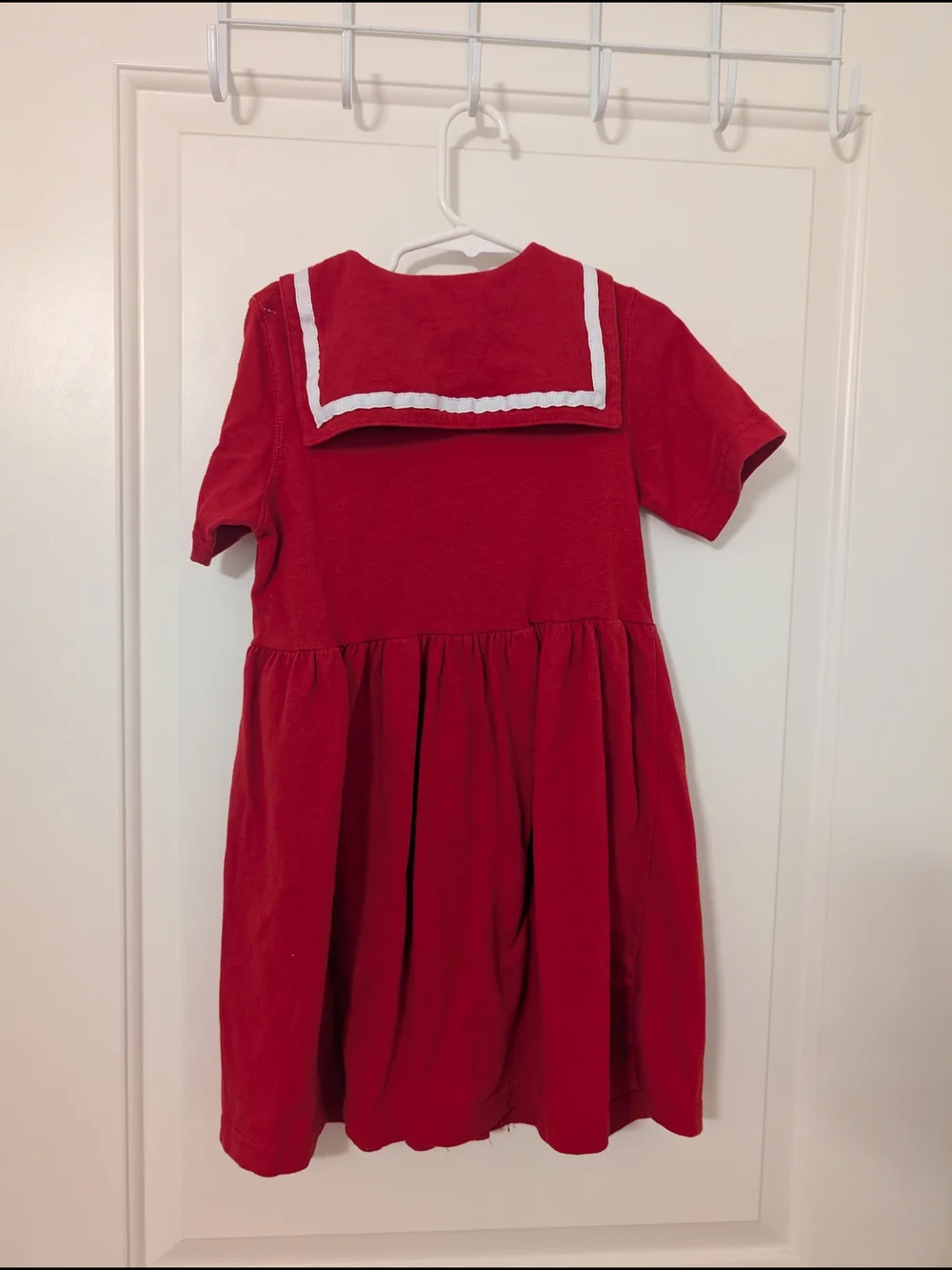 Vintage Copper Key Red Sailor-Collar Dress with White Trim Size 5-6 Nautical